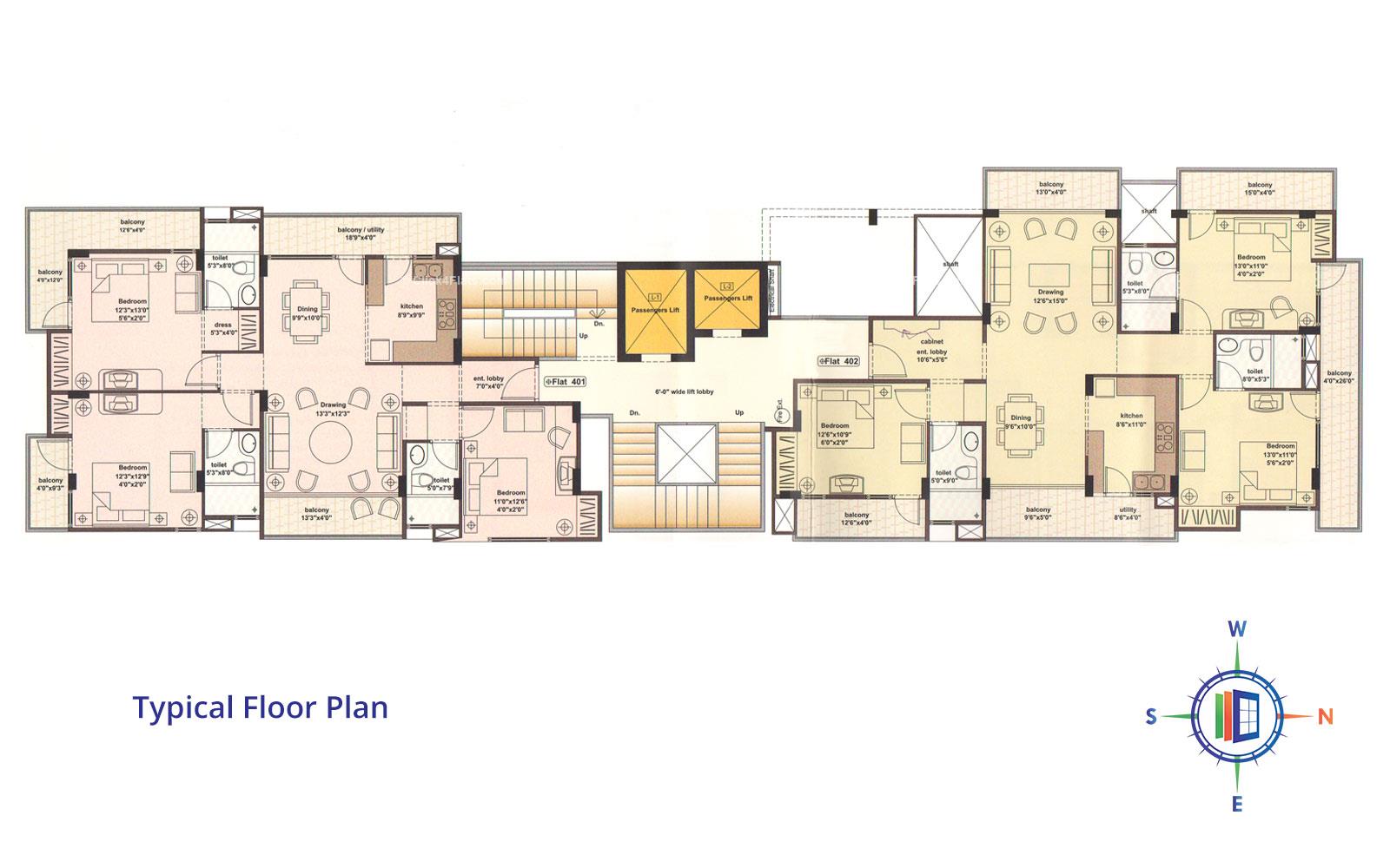 Unique Aravali Typical Floor Plan