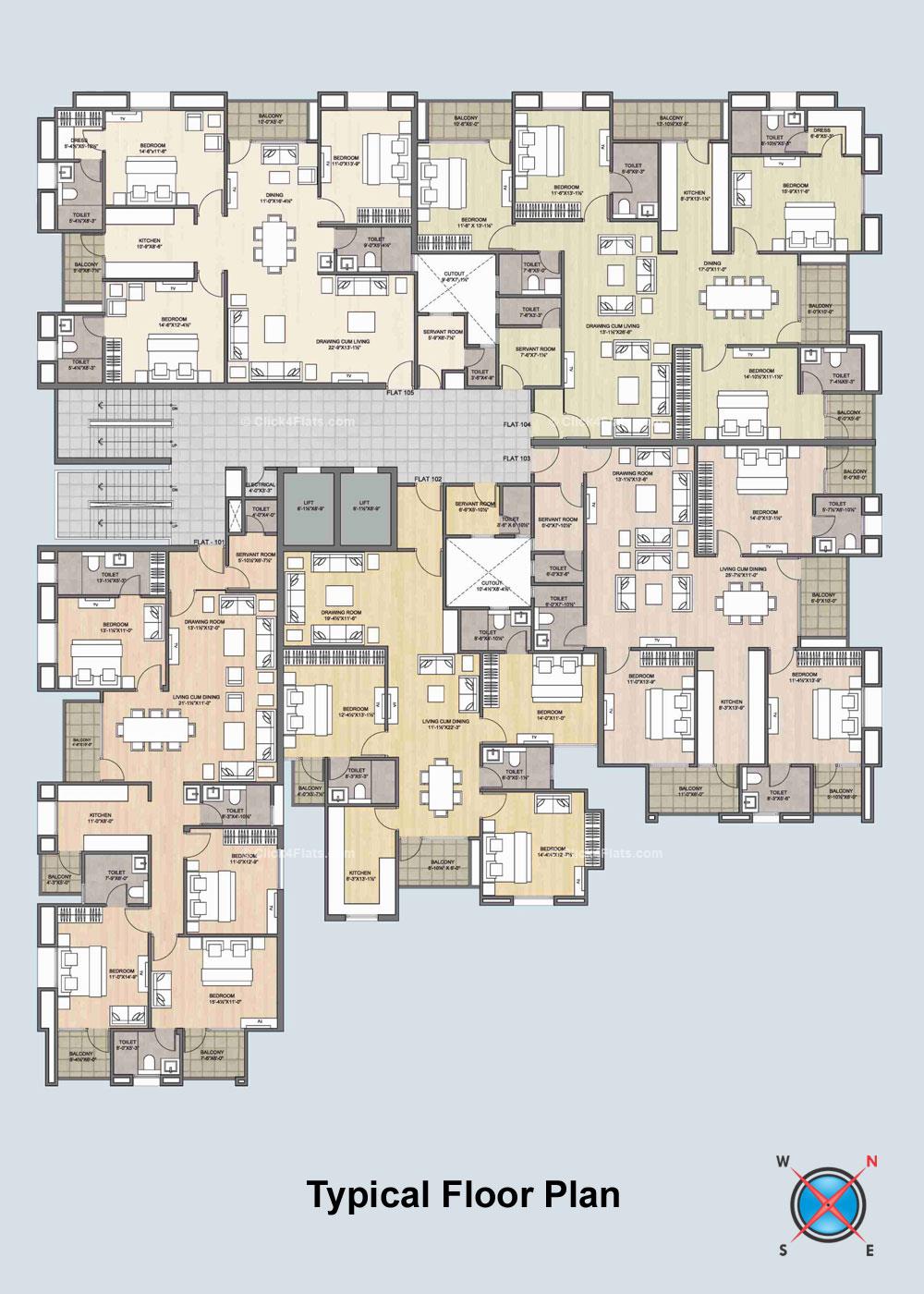 Navkaar Residency Typical Floor Plan