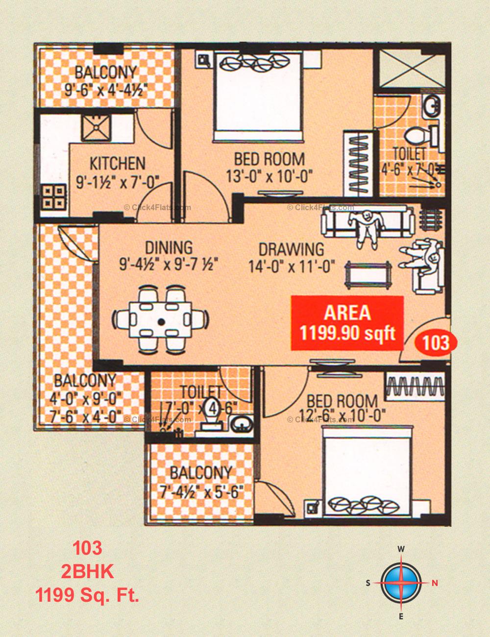 Naman Residency  2 BHK 