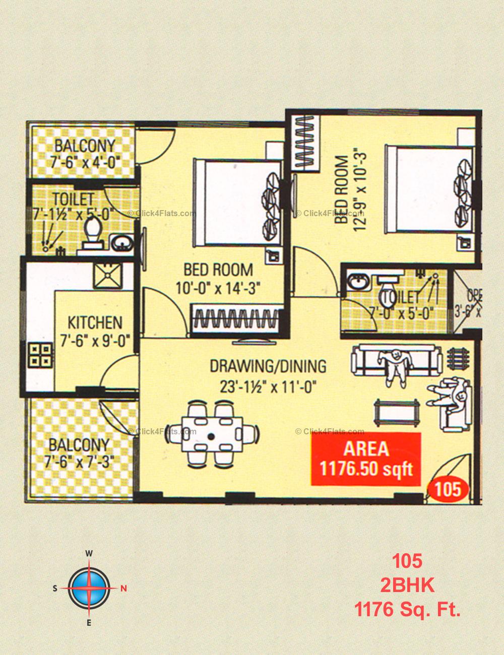 Naman Residency  2 BHK 