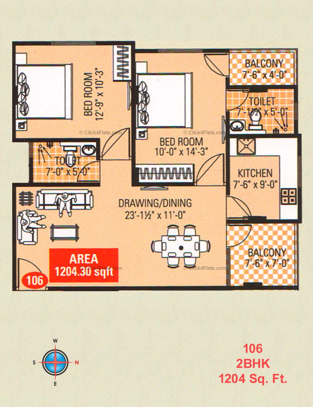 Naman Residency  2 BHK 