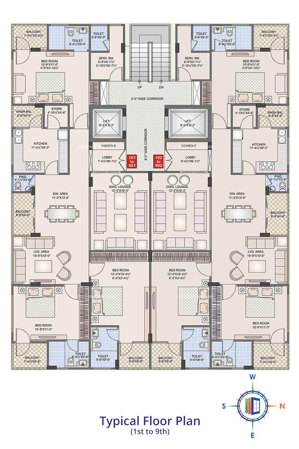 Pearl Prem Typical Floor Plan