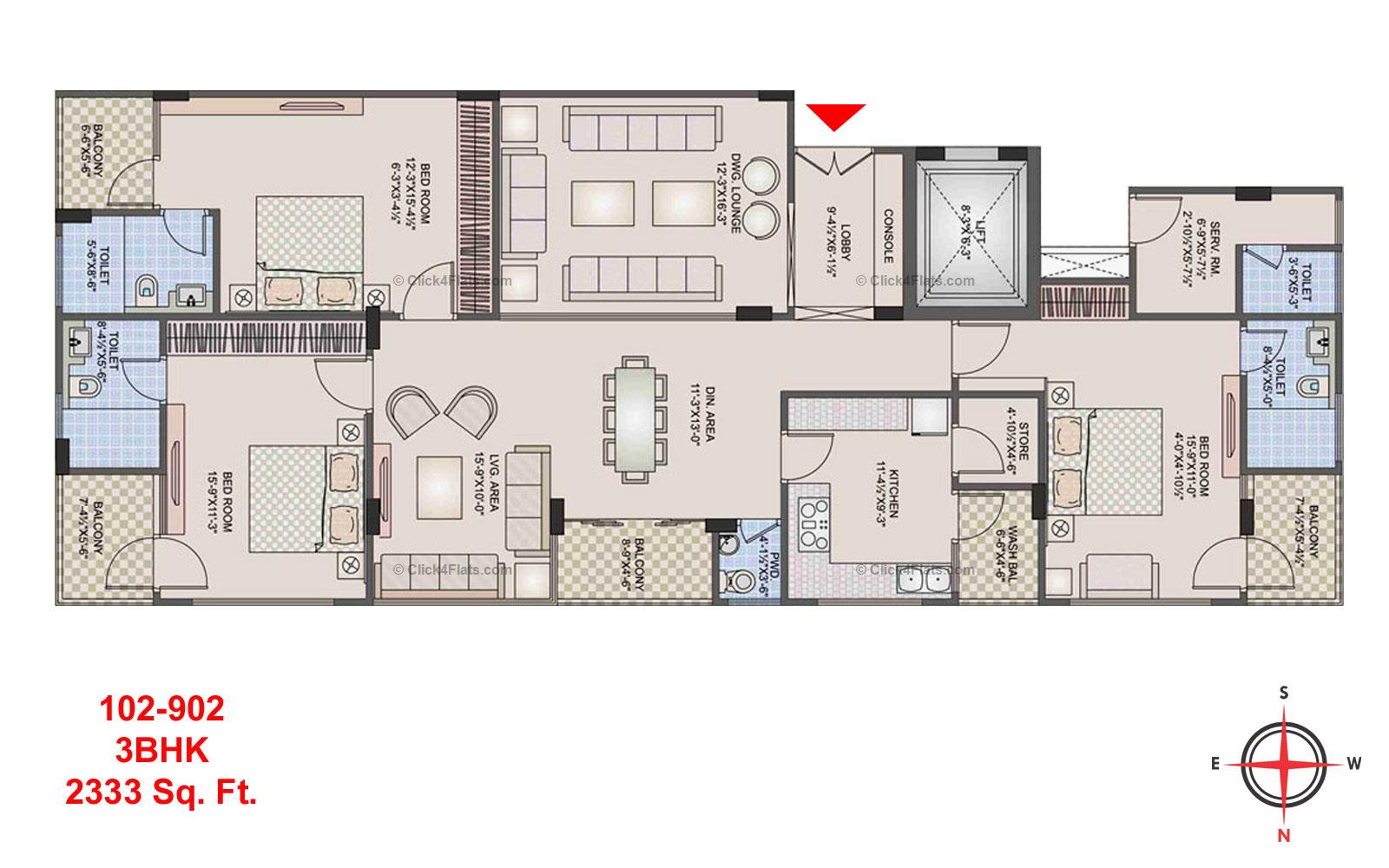 Pearl Prem 3 BHK 