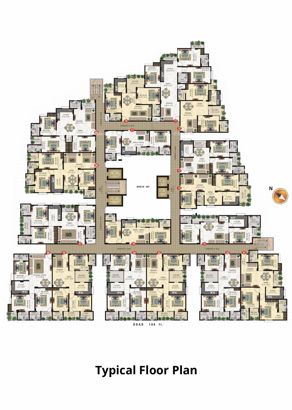 Vardhman Horizon Typical Floor Plan