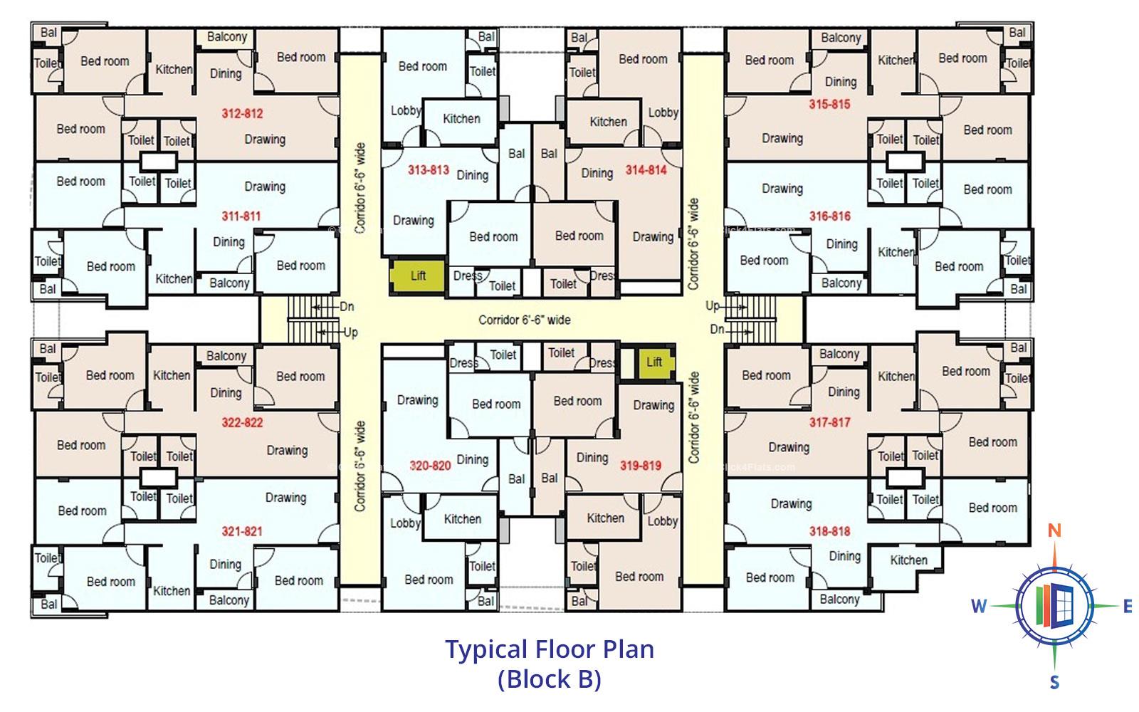 Royale Platinum Typical Floor Plan (Block-B)