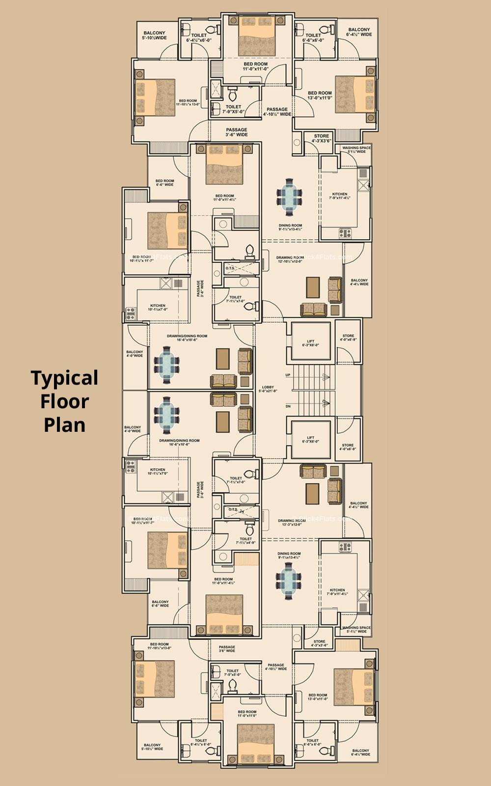 Rudra Aakash Typical Floor Plan