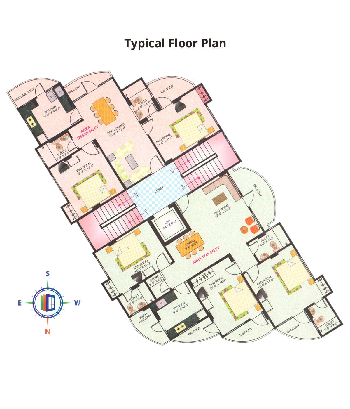 Deenbandhu Anukampa Residency Typical Floor Plan