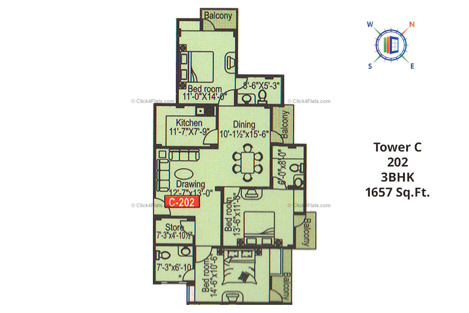 Balaji Majestic Heights 3 BHK 