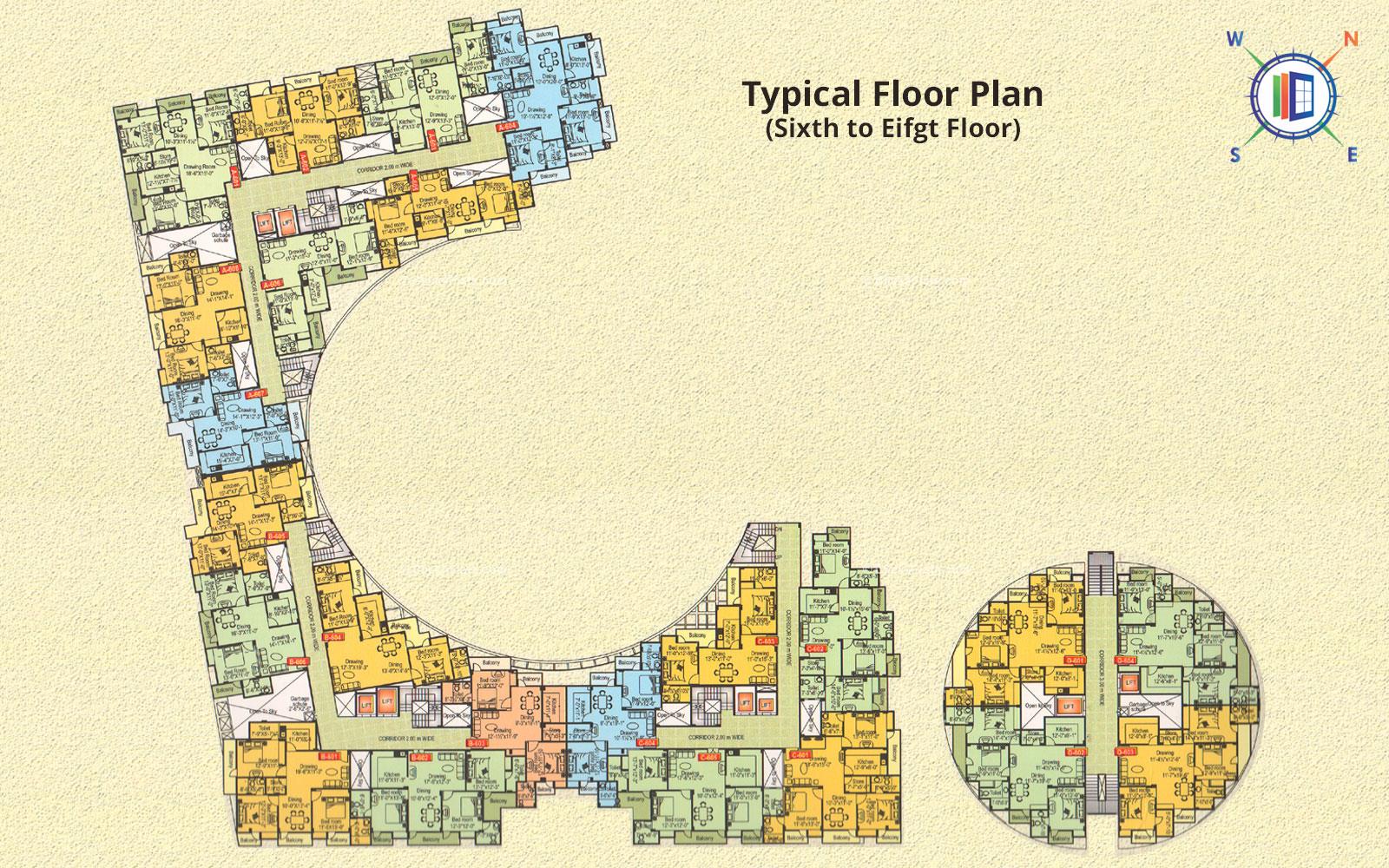 Balaji Majestic Heights Typical Floor Plan