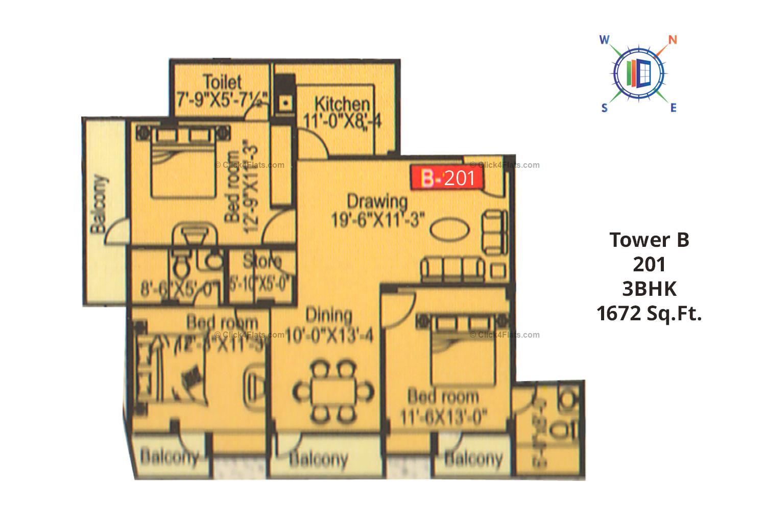 Balaji Majestic Heights 3 BHK 