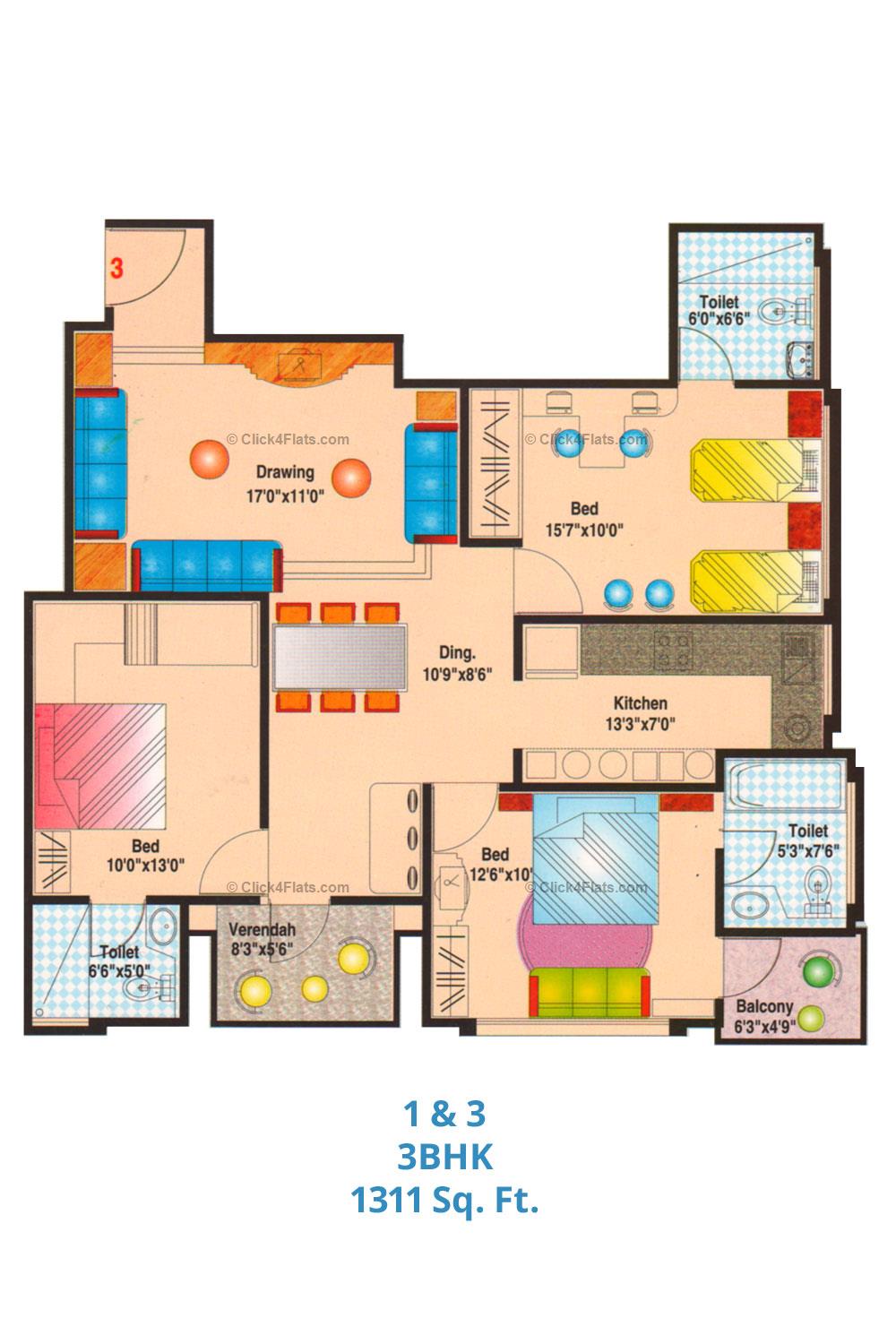 Gajraj Apartments 3 BHK 