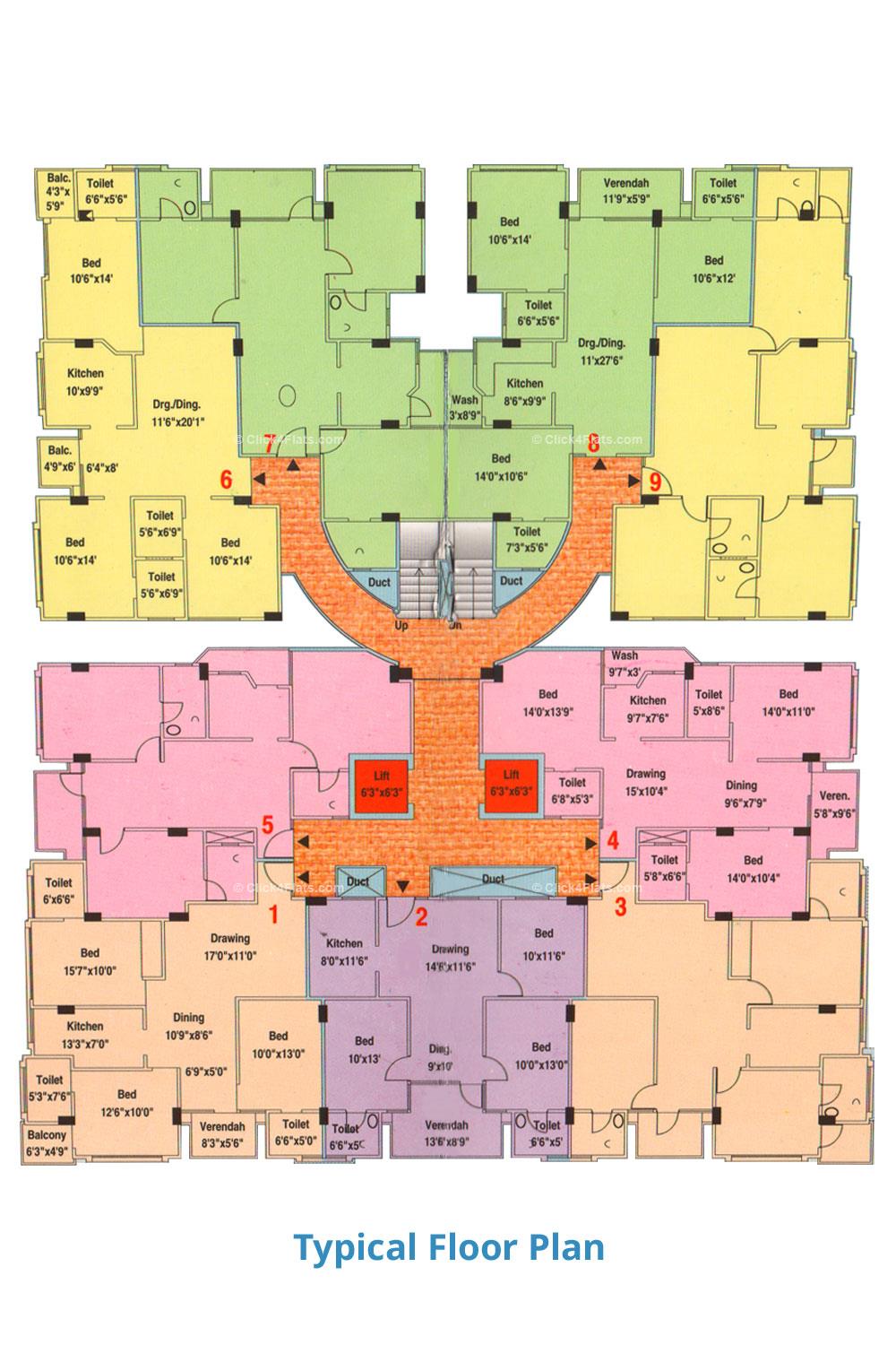 Gajraj Apartments Typical Floor Plan