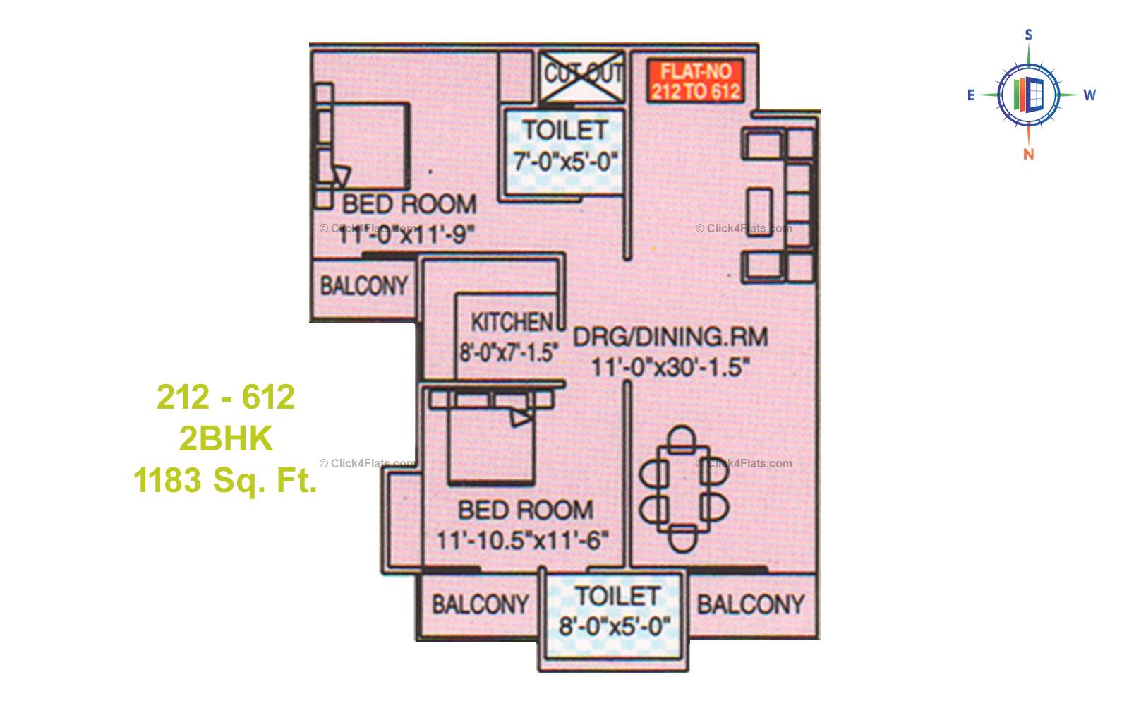 Balaji Tower 3 2 BHK 