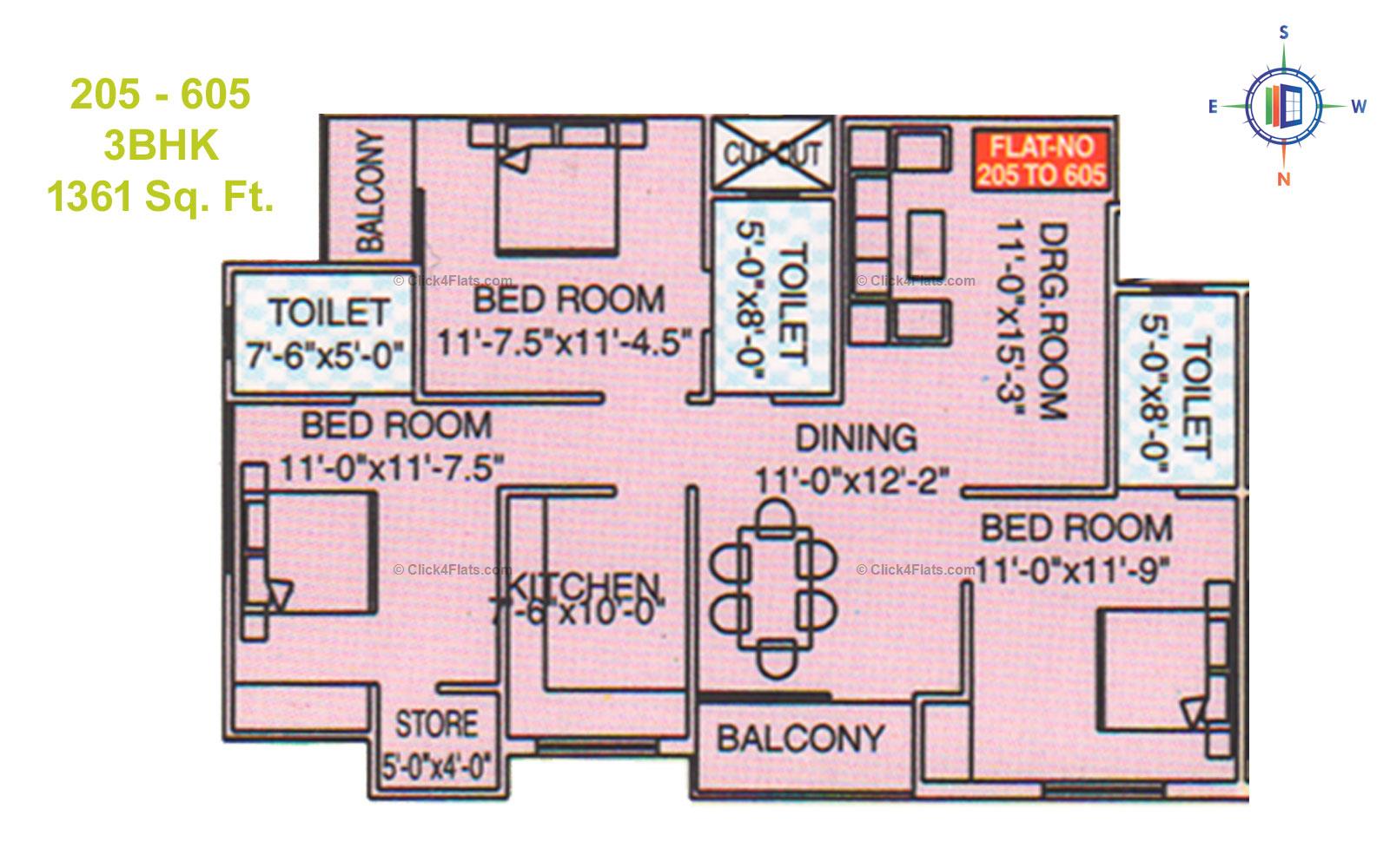 Balaji Tower 3 3 BHK 