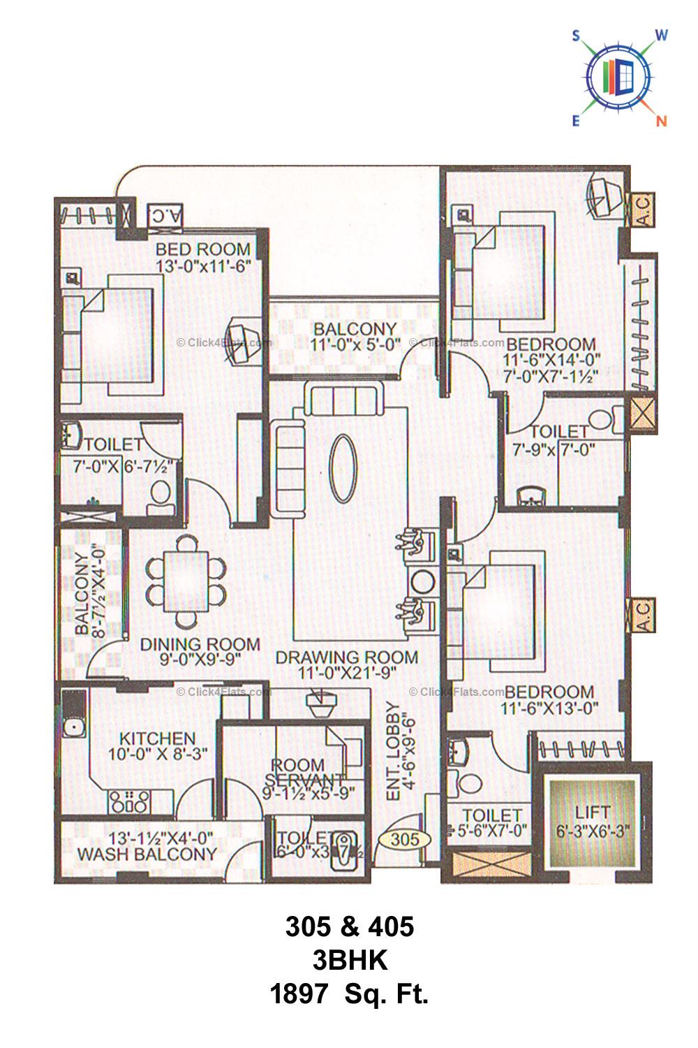 Athena 3 BHK 