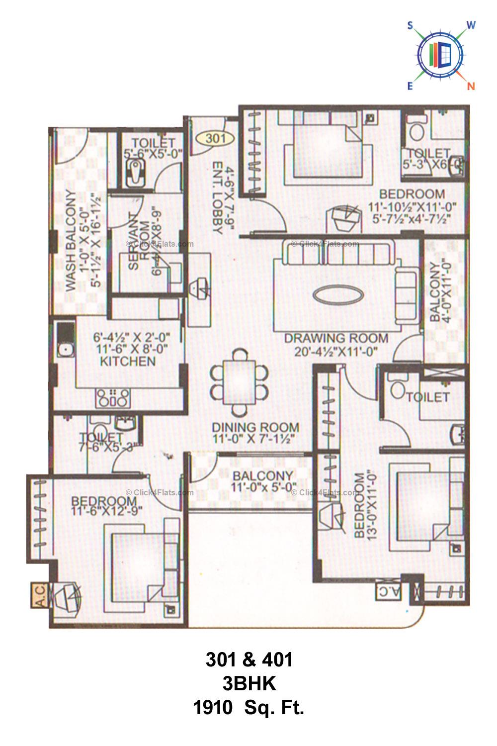 Athena 3 BHK 