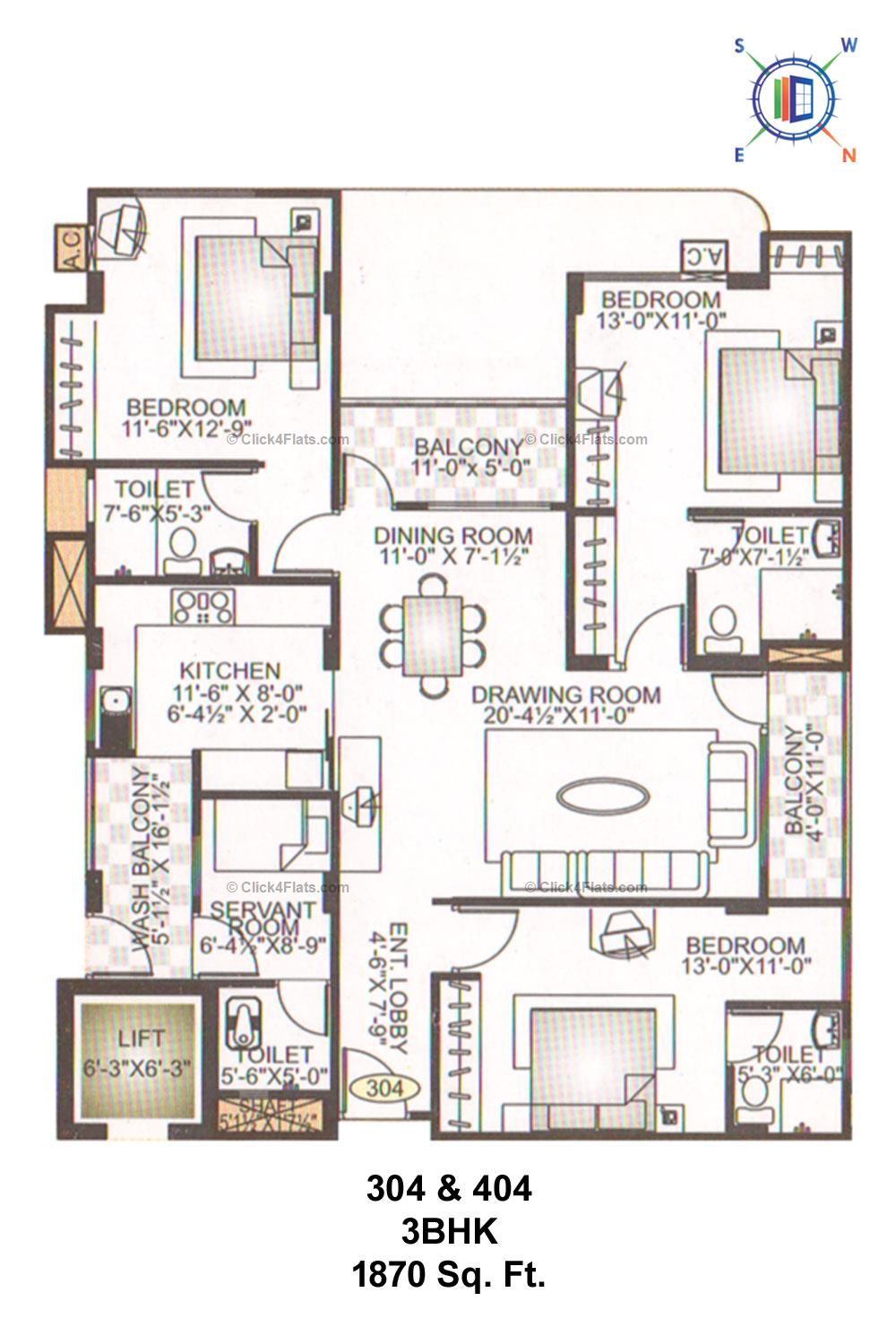 Athena 3 BHK 