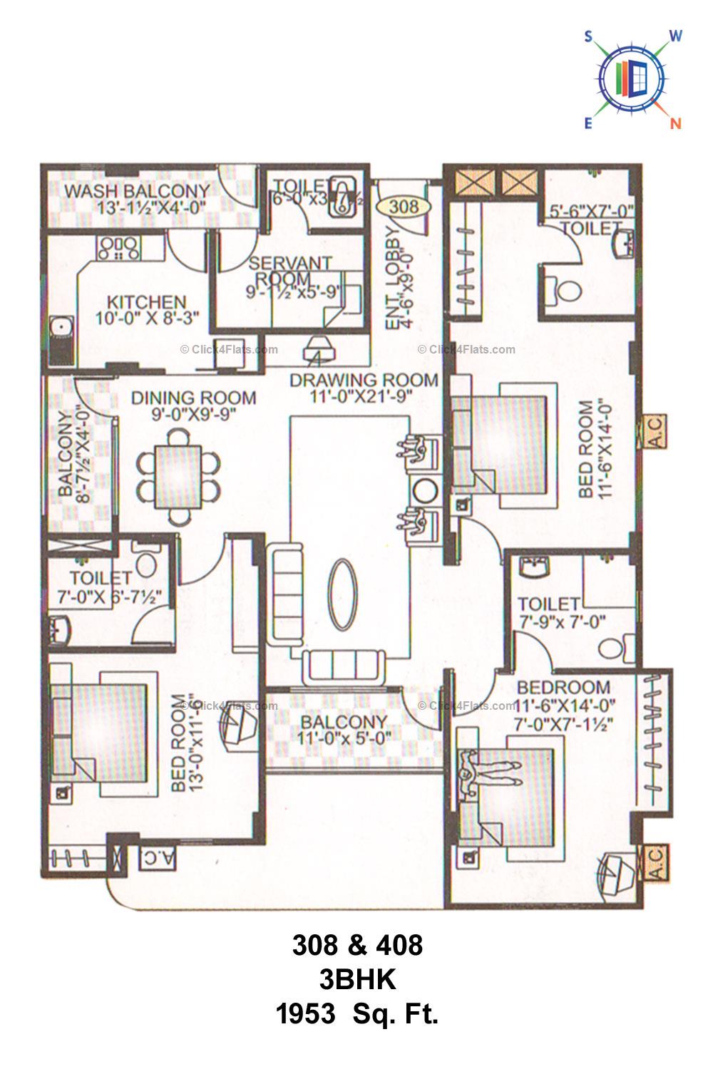 Athena 3 BHK 