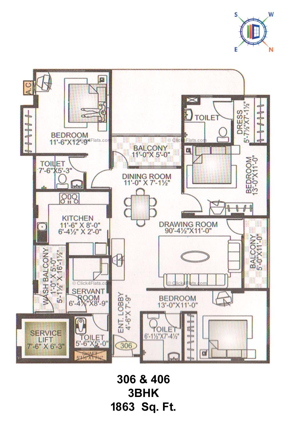 Athena 3 BHK 