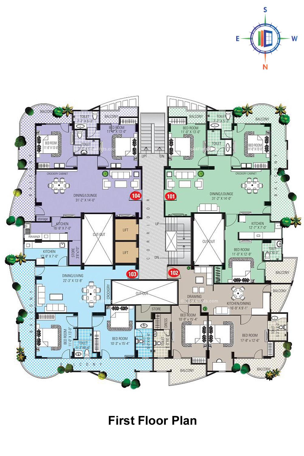 SDC Karan Heights First Floor Plan