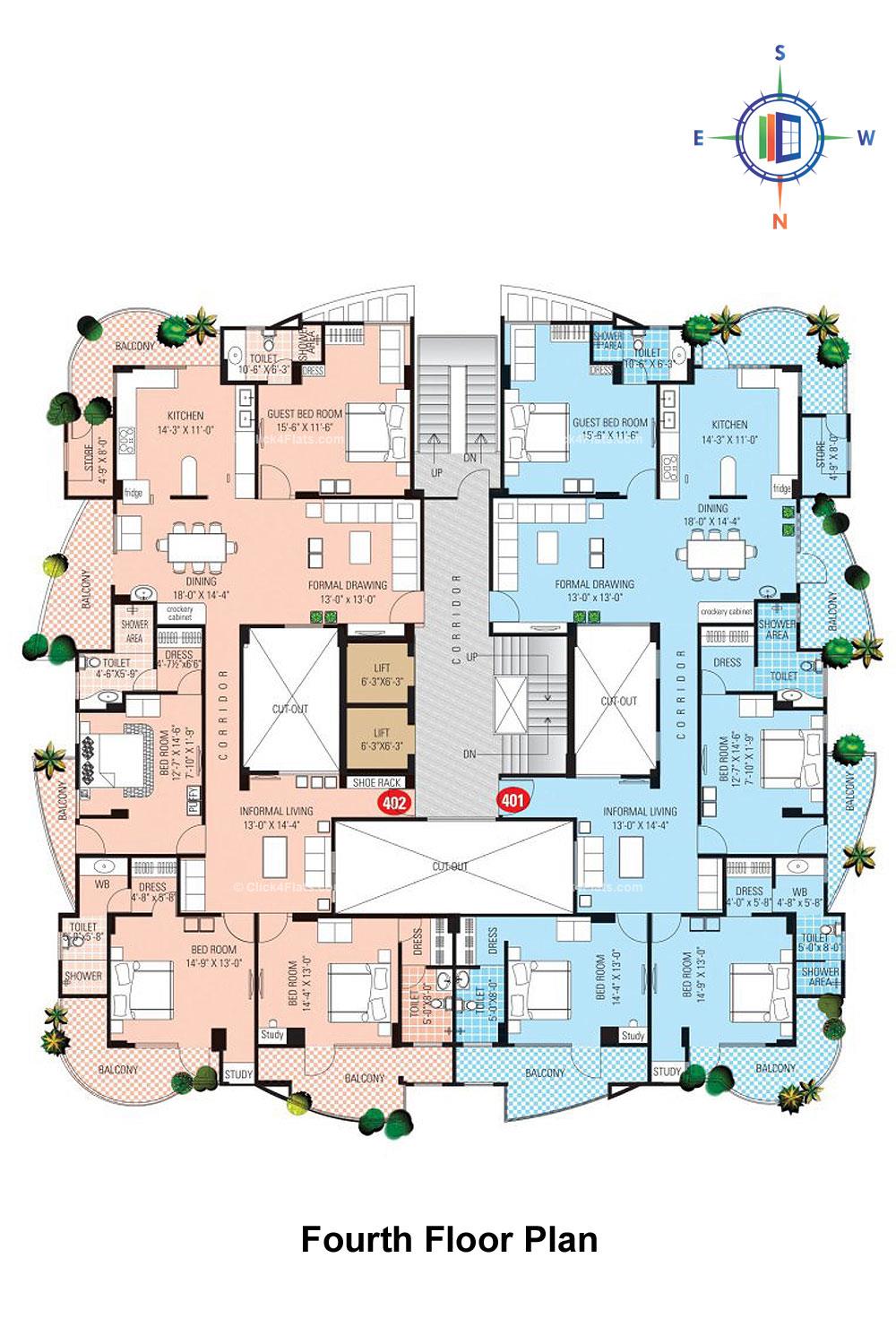 SDC Karan Heights Fourth Floor Plan