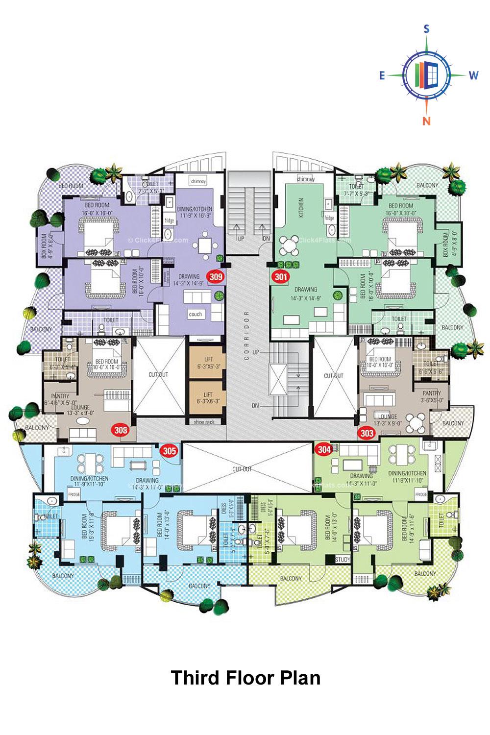 SDC Karan Heights Third Floor Plan