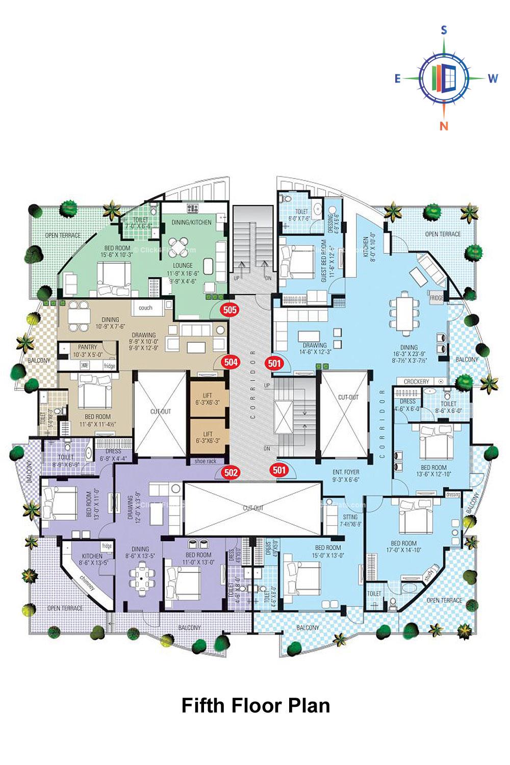 SDC Karan Heights Fifth Floor Plan