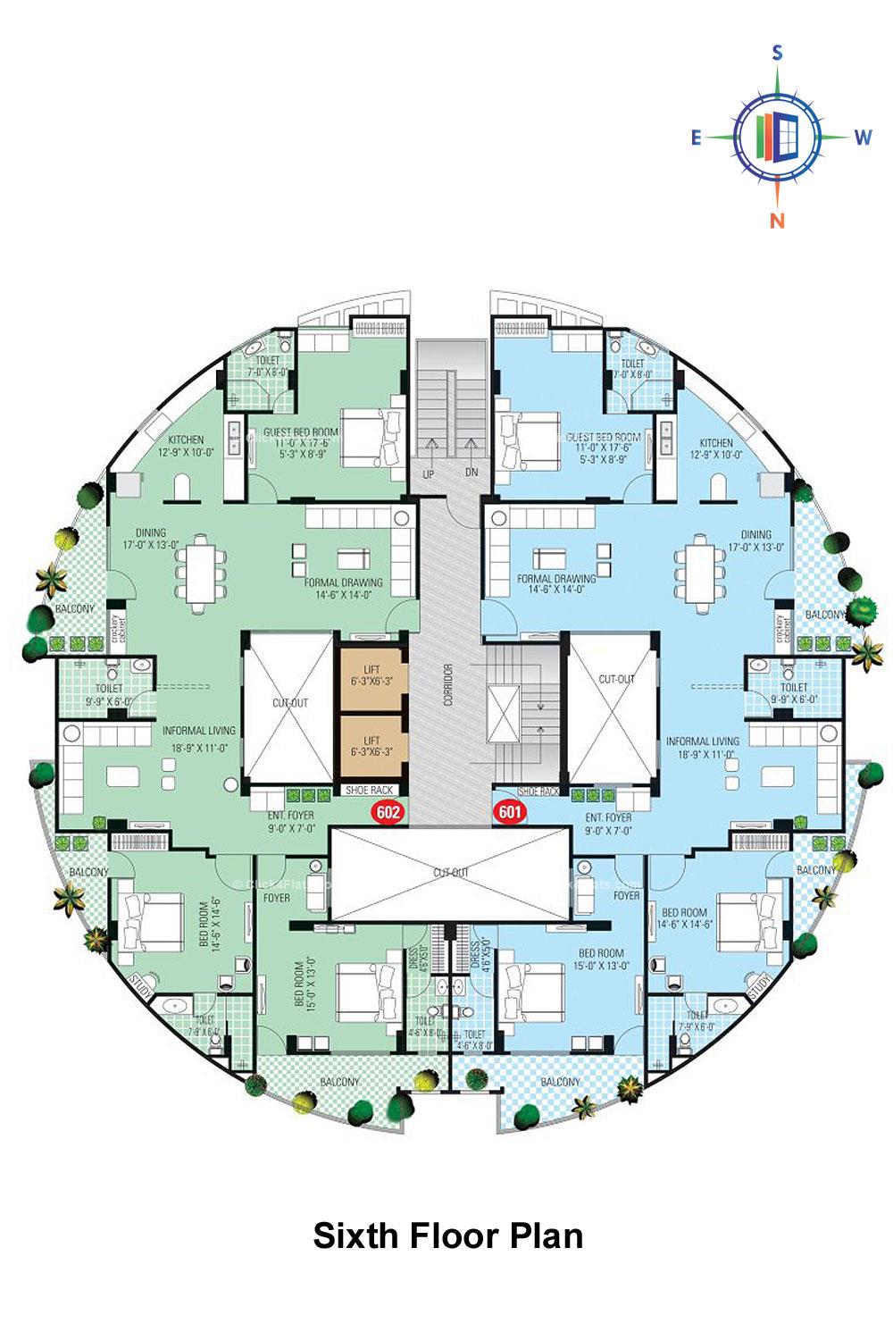 SDC Karan Heights Sixth Floor Plan