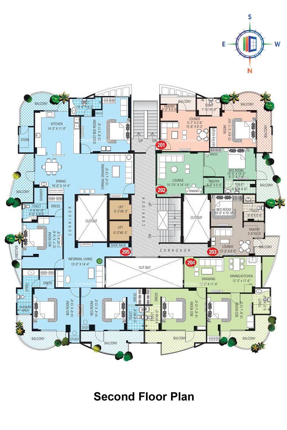 SDC Karan Heights Second Floor Plan