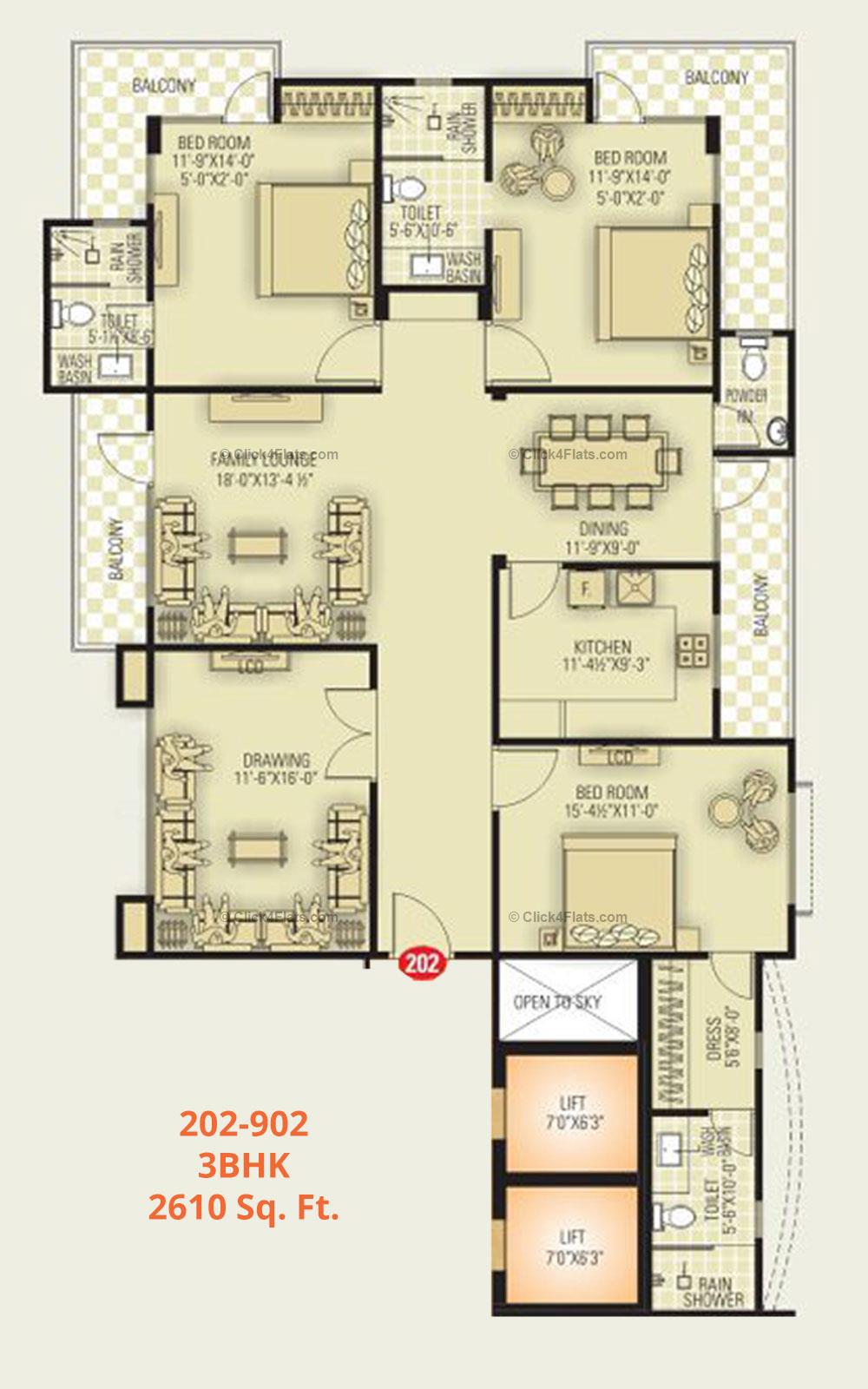 SDC Oasis 3 BHK 