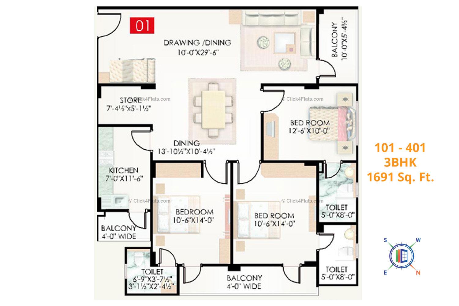 Siddha Regal 3 BHK 