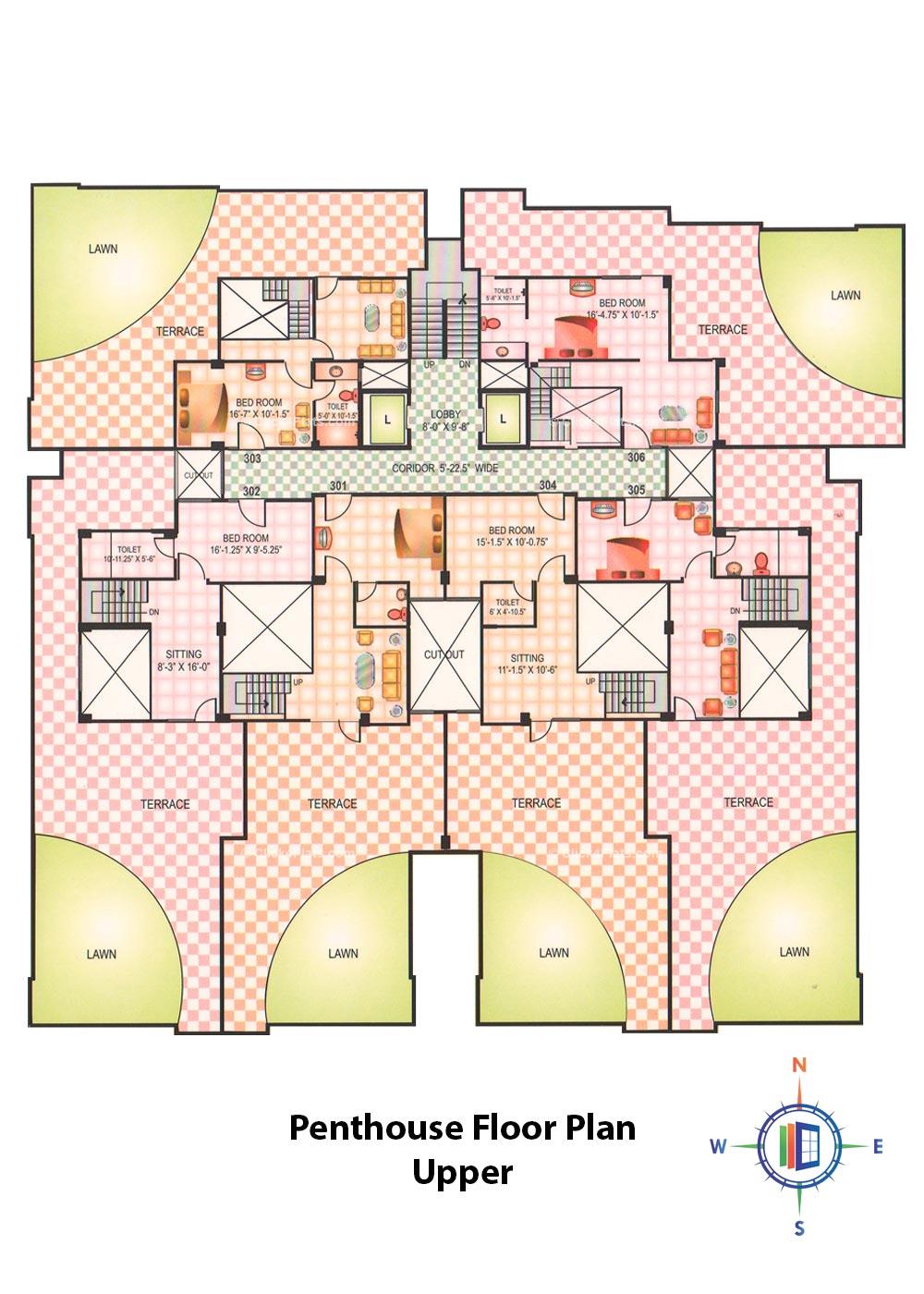 Pearl Pride Madho Penthouse Floor Plan Upper