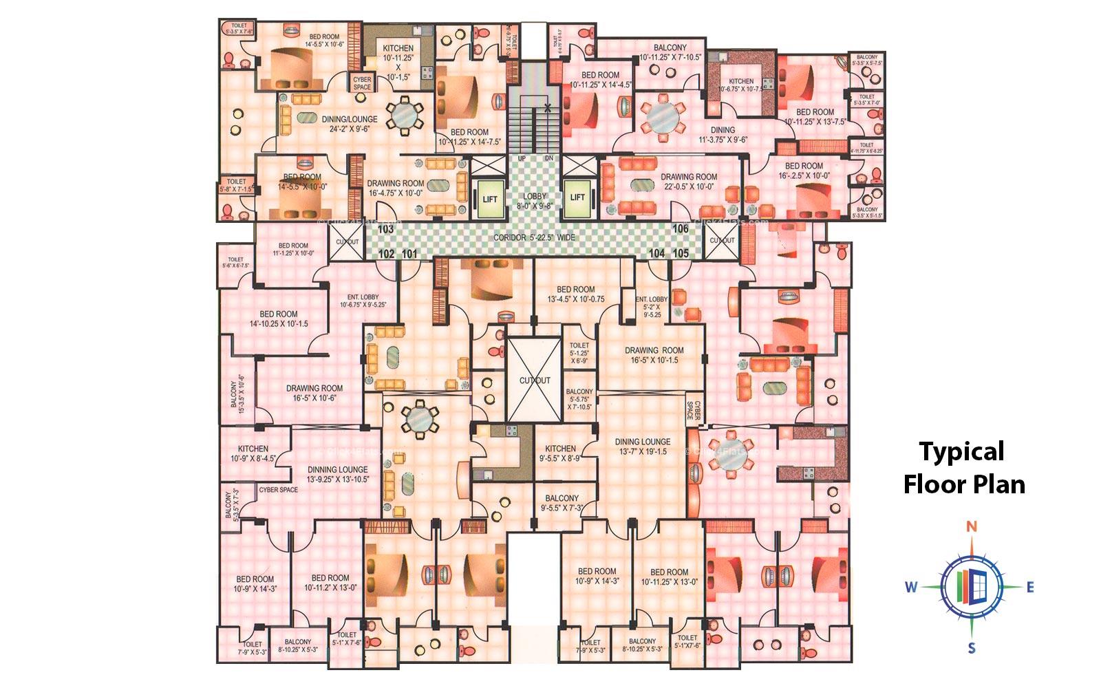 Pearl Pride Madho Typical Floor Plan