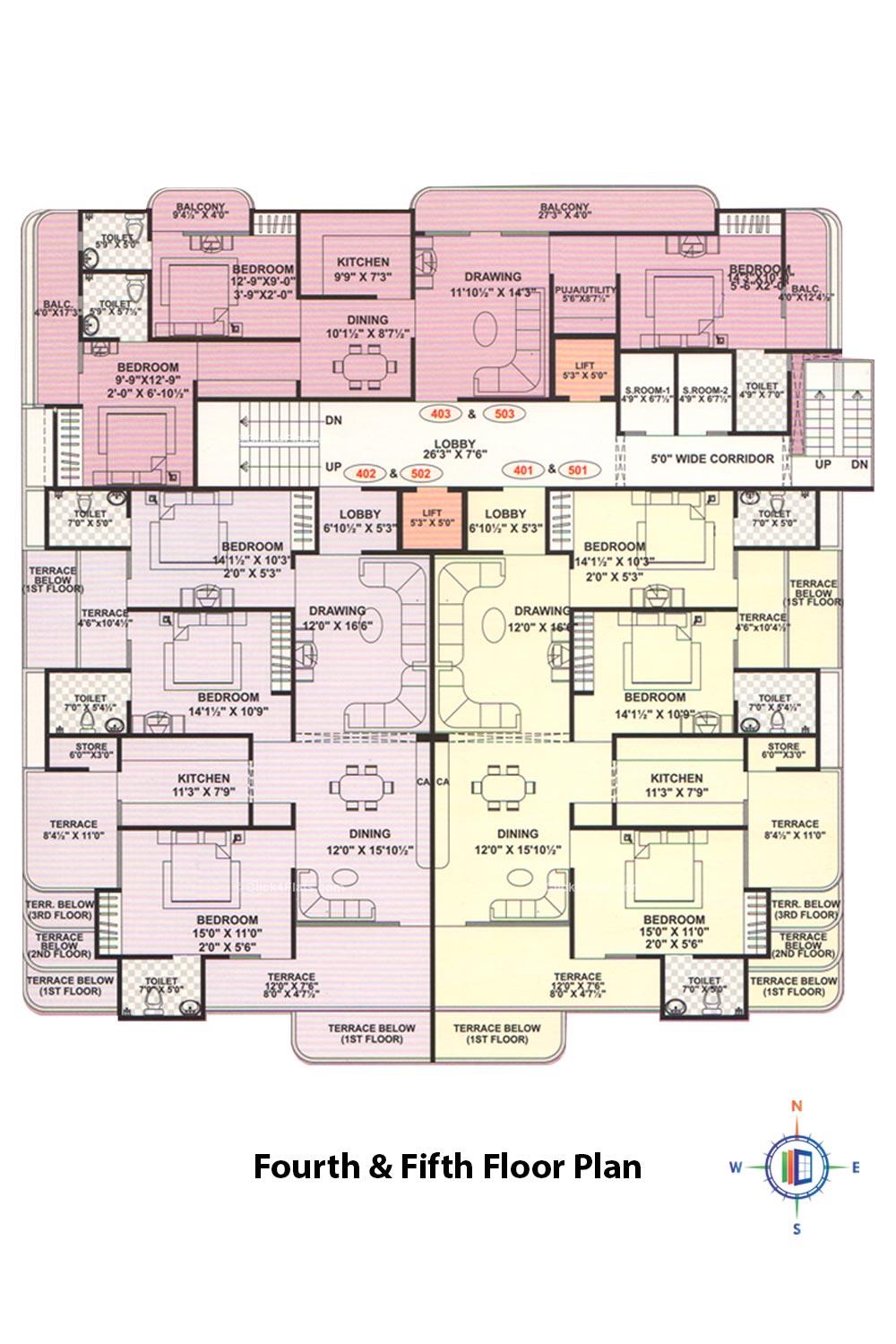 Pearl Medham Fourth & Fifth Floor Plan