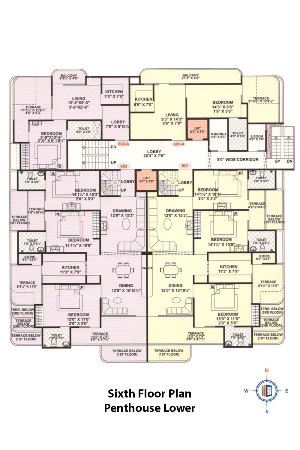 Pearl Medham Penthouse Lower Floor Plan