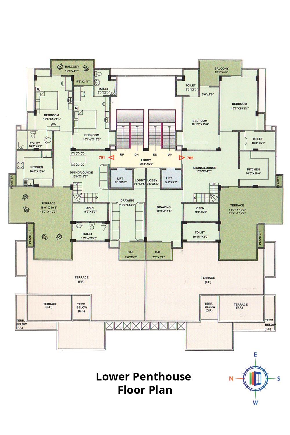 Pearl Passion Goverdhan Lower Penthouse Floor Plan