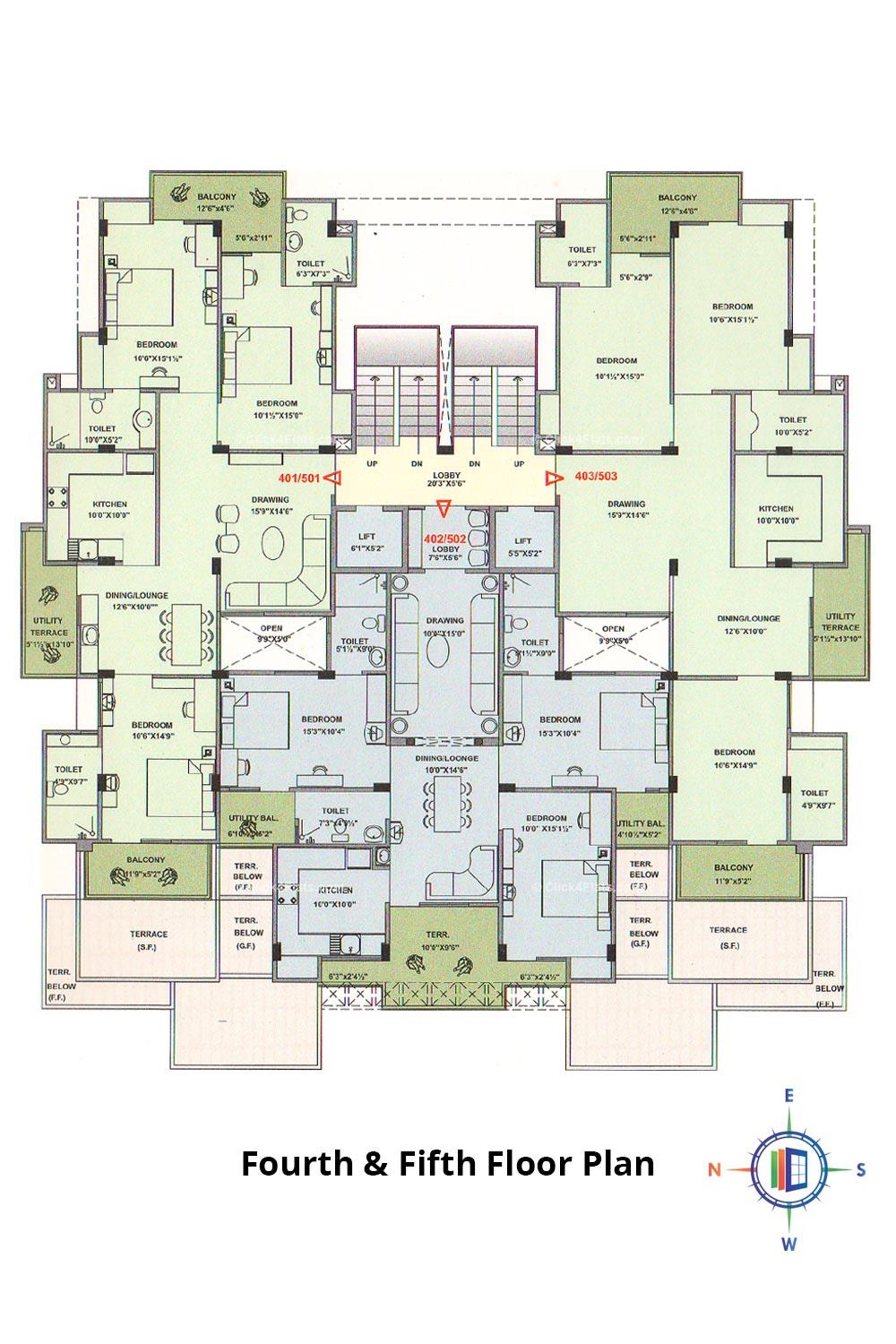 Pearl Passion Goverdhan Fourth & Fifth Floor Plan