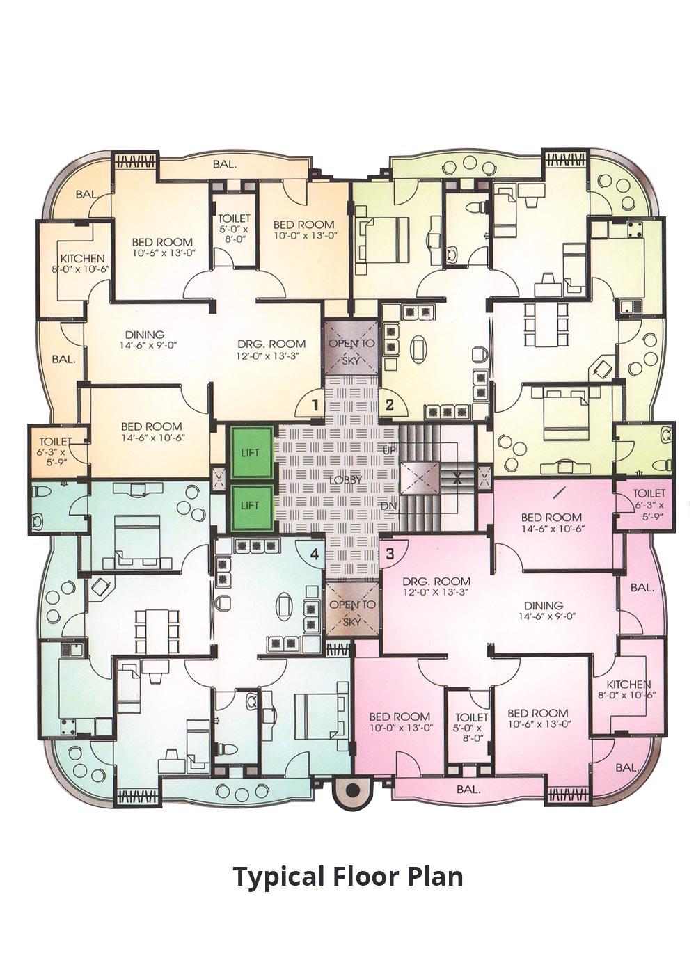 Pearl Excellency Typical Floor Plan