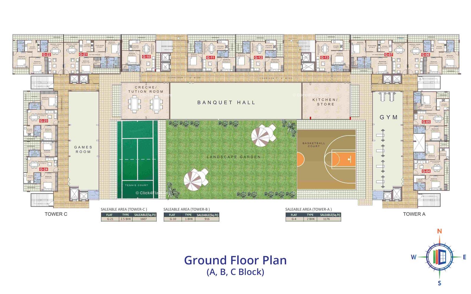 Taruchaya Residency  Ground Floor Plan