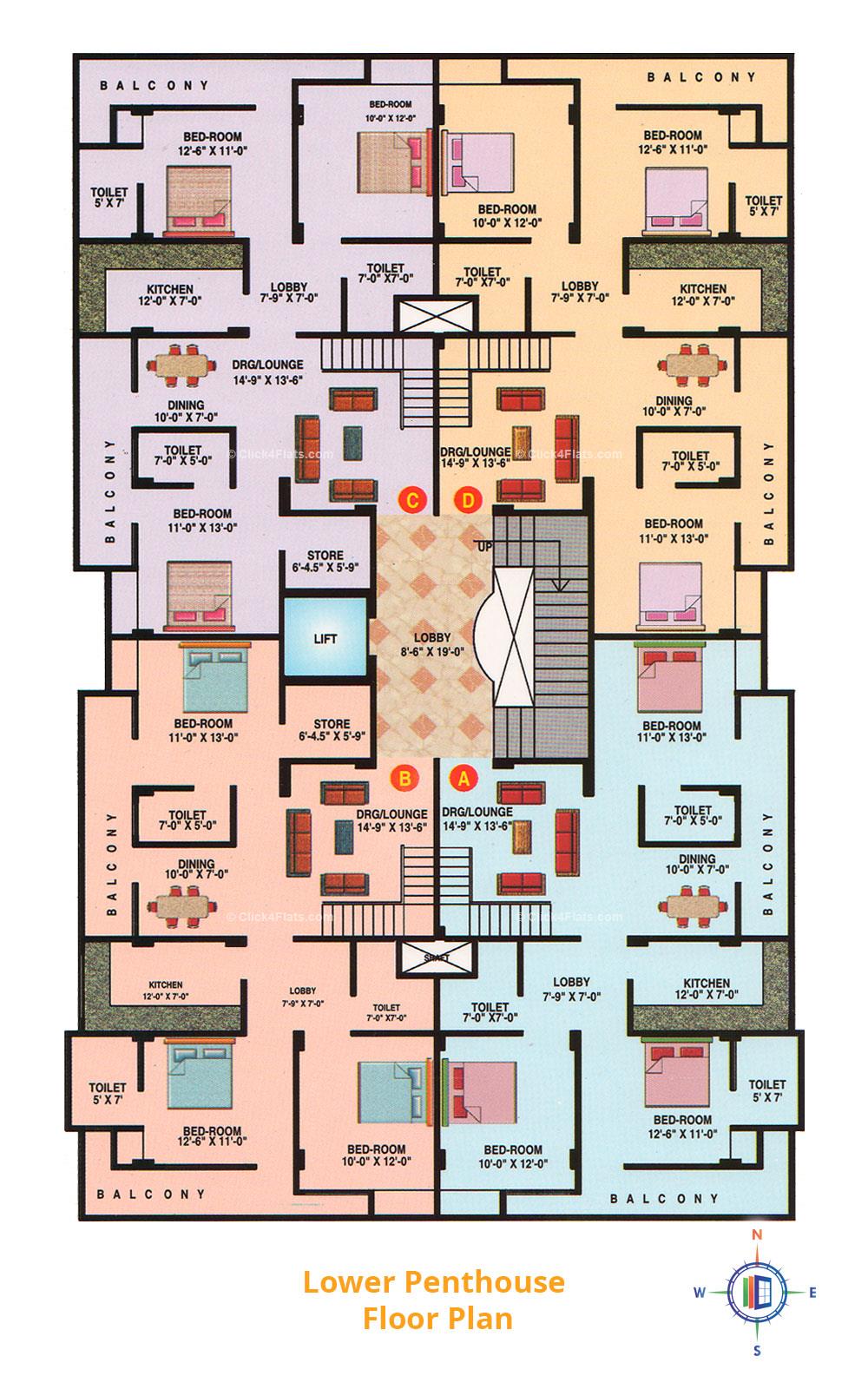 Golden Sapphire Lower Penthouse Floor Plan