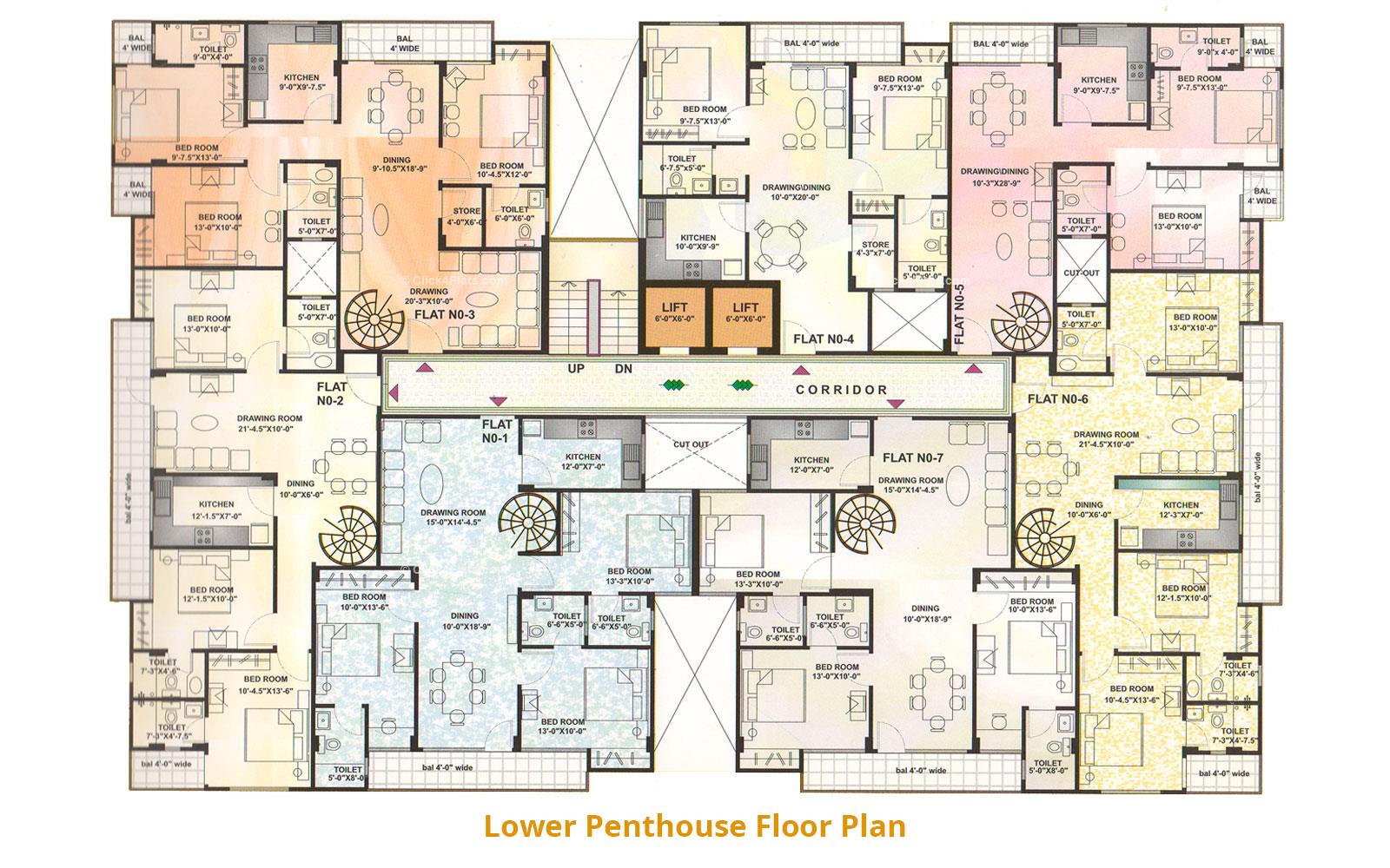 Paradise Apartments Lower Penthouse Floor Plan