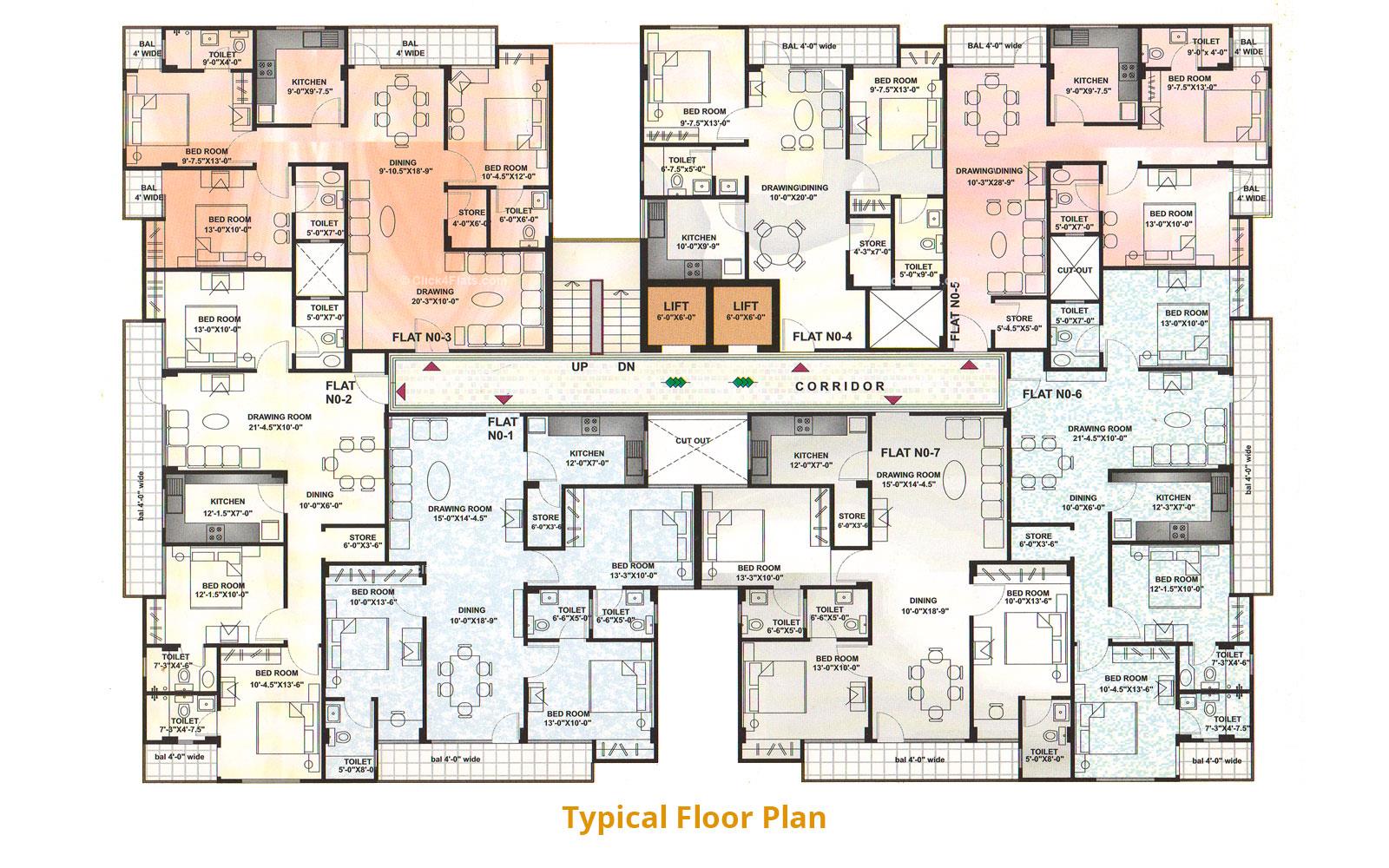 Paradise Apartments Typical Floor Plan