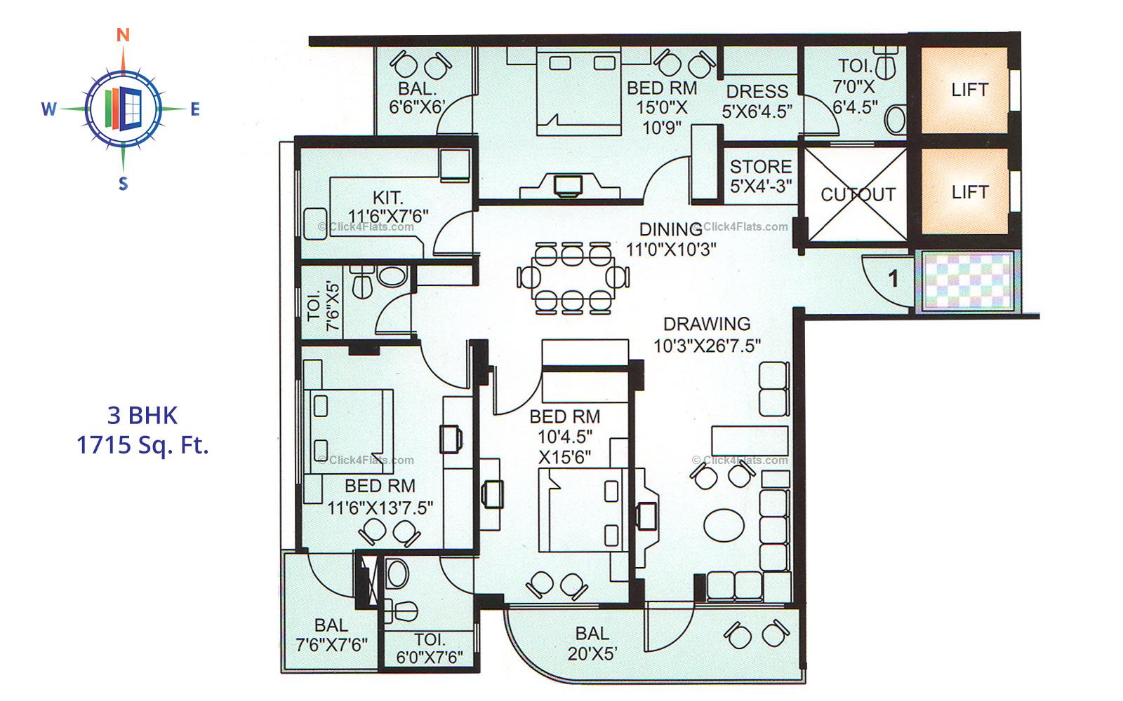 Upasana Residency 3 BHK 