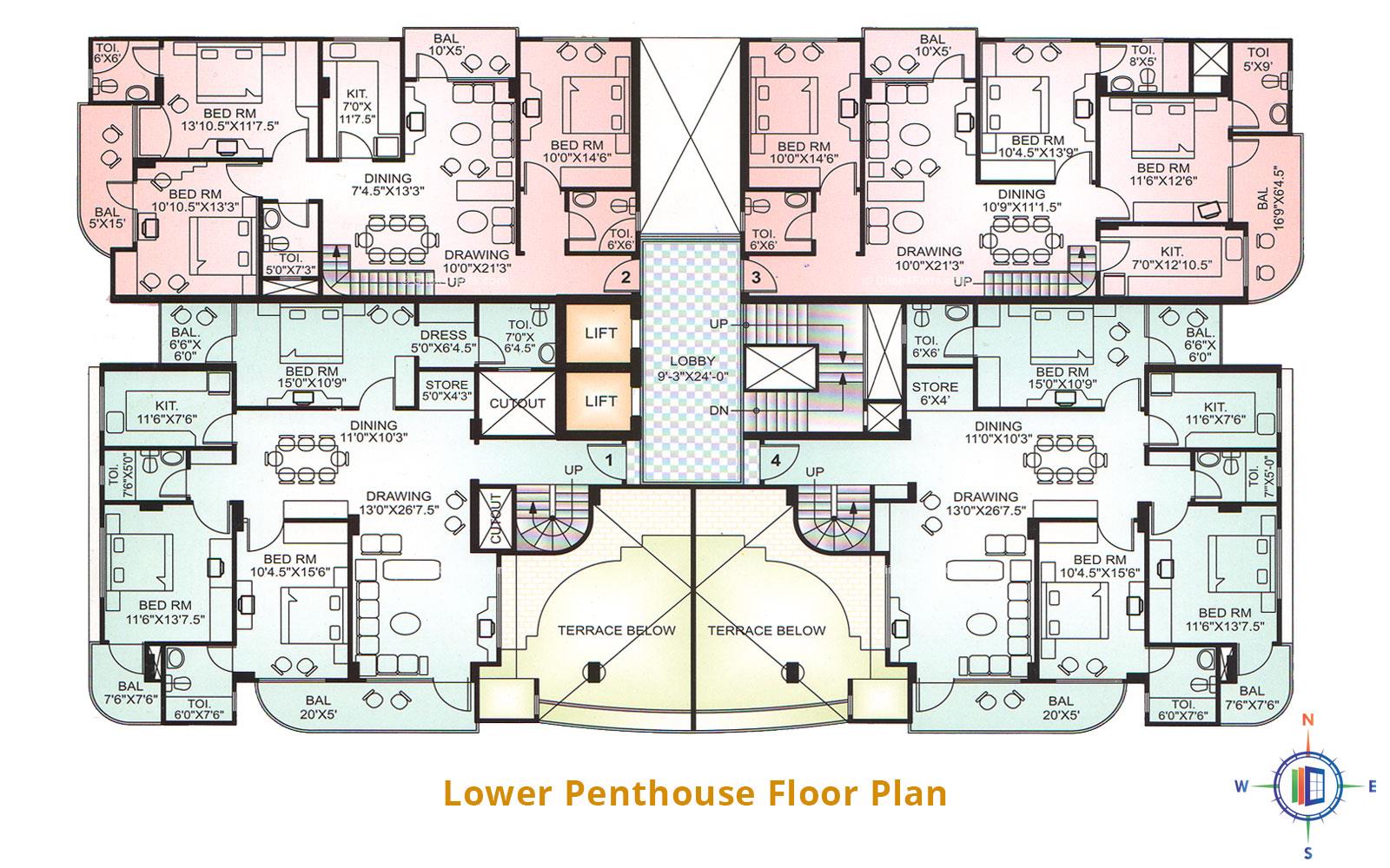 Upasana Residency Lower Penthouse Floor Plan