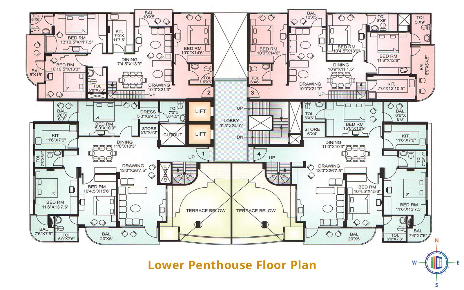 Upasana Residency Lower Penthouse Floor Plan