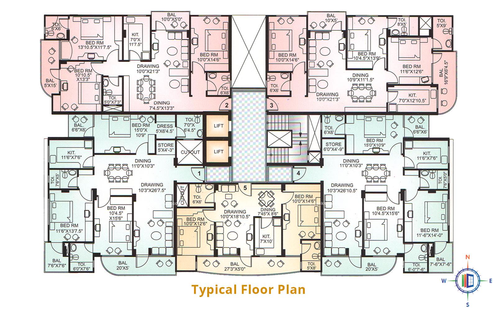 Upasana Residency Typical Floor Plan