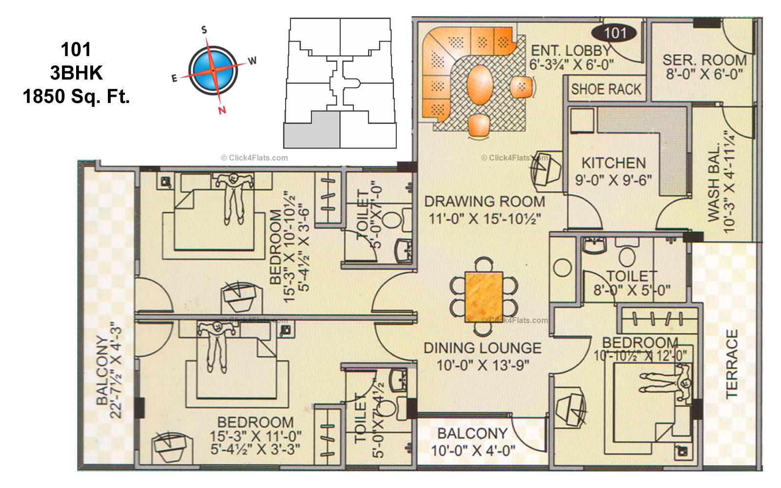 Paradise Regency 3 BHK 