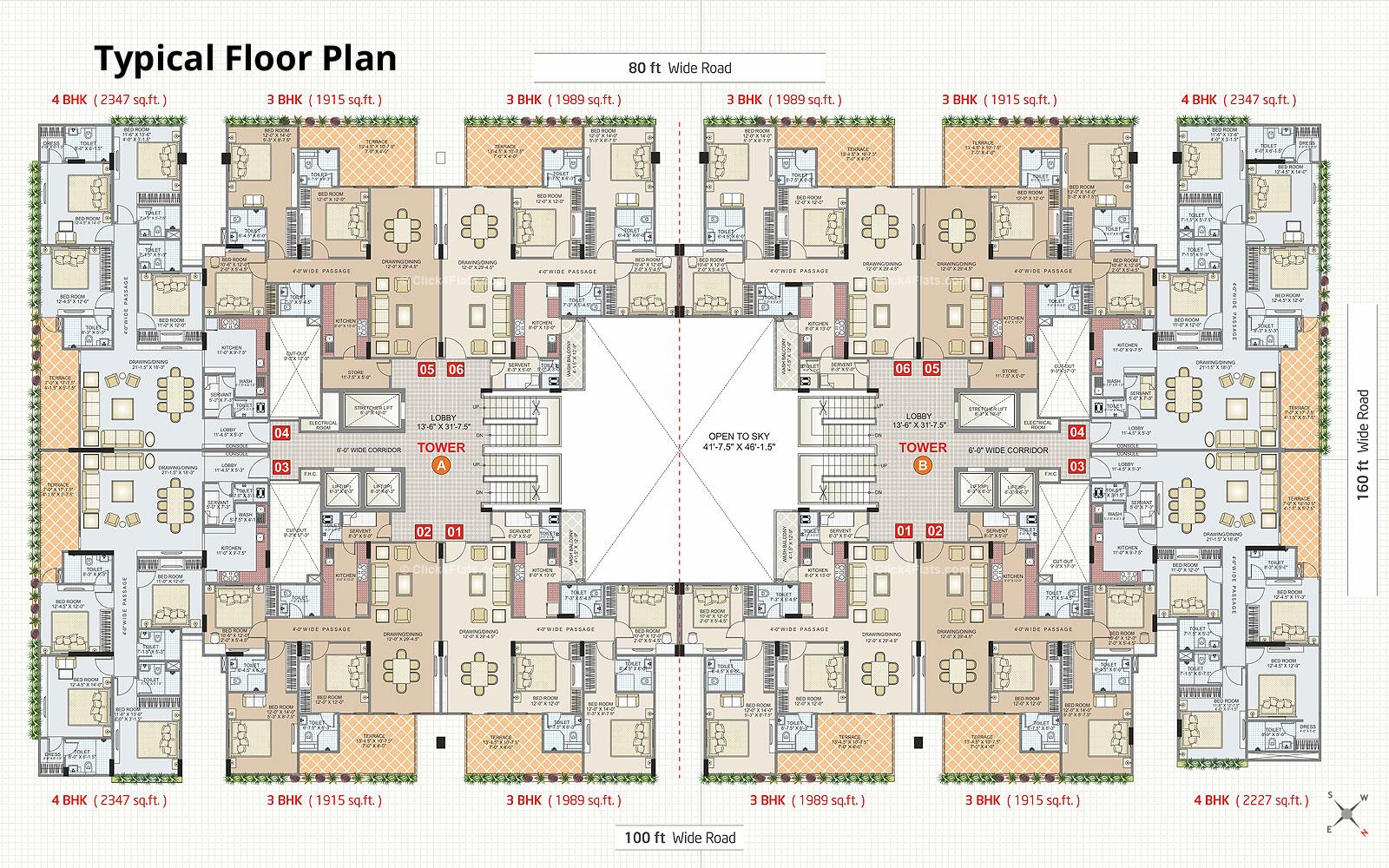 Sky Terraces Typical Floor Plan