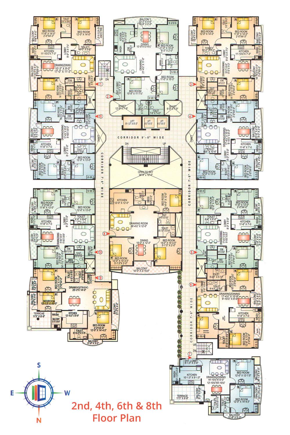 KK Tower 2nd, 4th, 6th & 8th Floor Plan