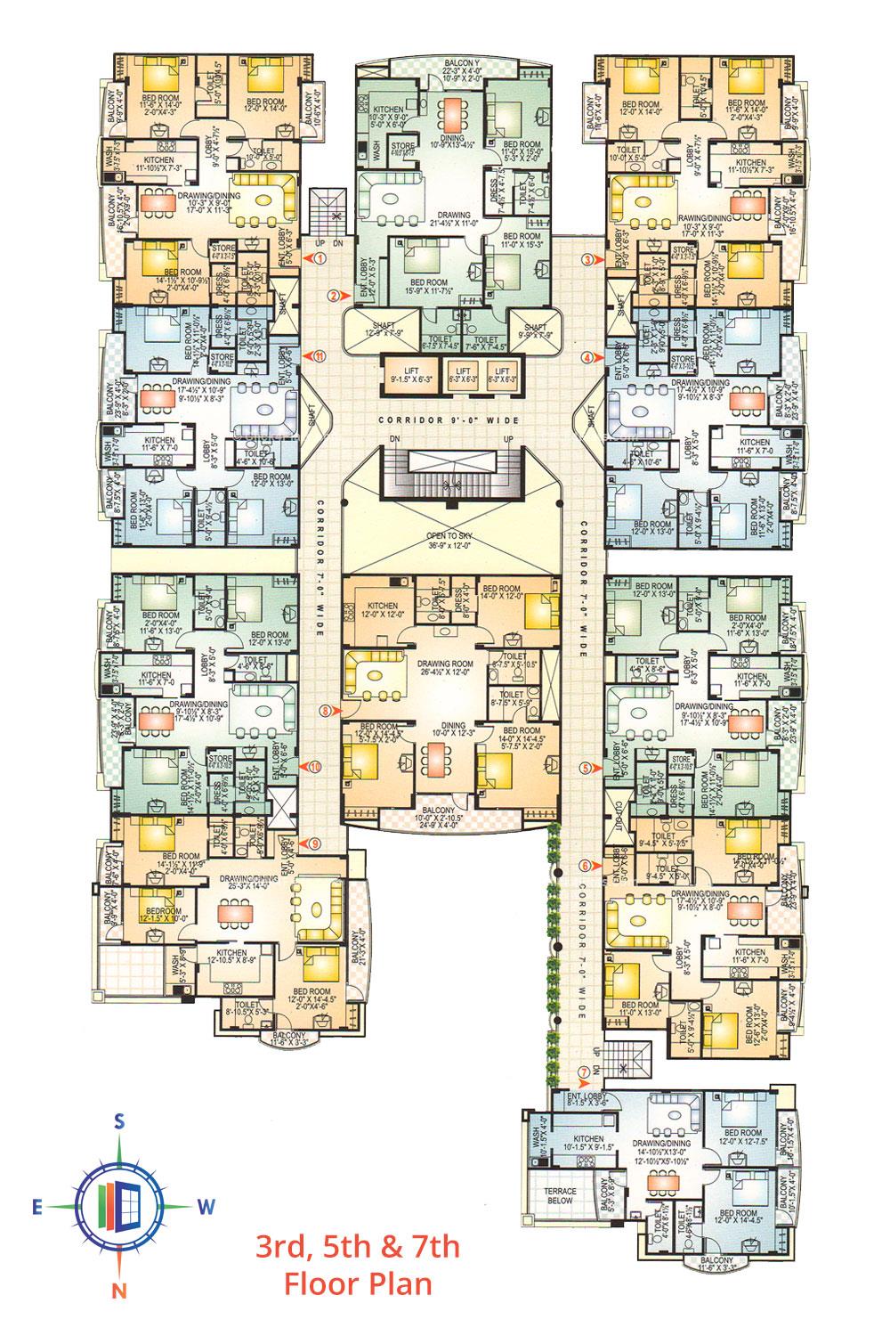 KK Tower 3rd, 5th & 7th Floor Plan